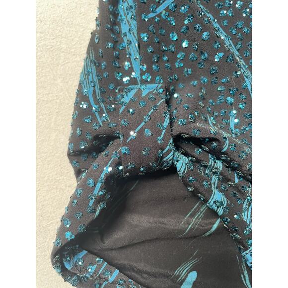 Vintage NUIT I Magnin Women’s Shirt Blouse Blue Sparkle Glitter Made In USA 80’s - Picture 6 of 8